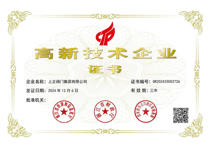 高新技術(shù)企業(yè)證書(shū)